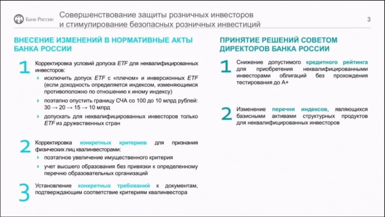 ЦБ раскрыл планы по снижению требований для ETF, доступным неквалам — РБК