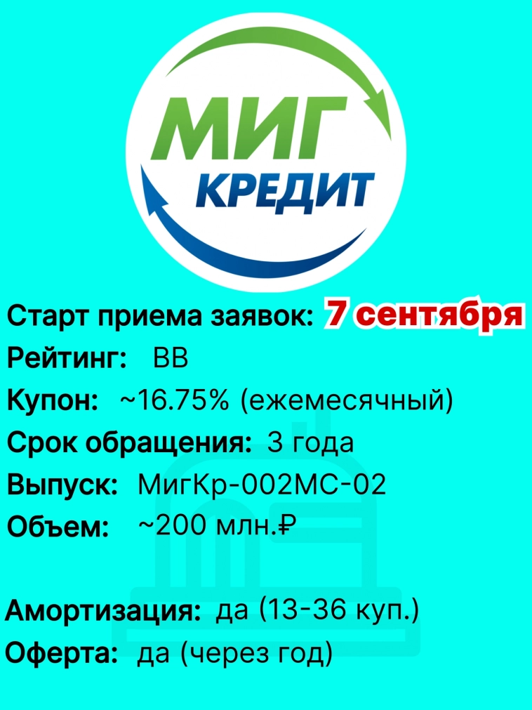 МФК "МигКредит" 7 сентября планирует начать размещение облигаций на 200 млн.рублей