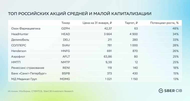 SberCIB обновил топ акций российских компаний средней и малой капитализации, снова включив в нее акции RENI с целевой ценой в 140 руб. за акцию