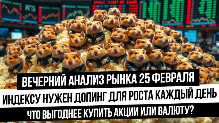 Вечерний анализ рынка 25 февраля. Почему шорчу рынок? Почему рынок не растет без допинга? Рубль!