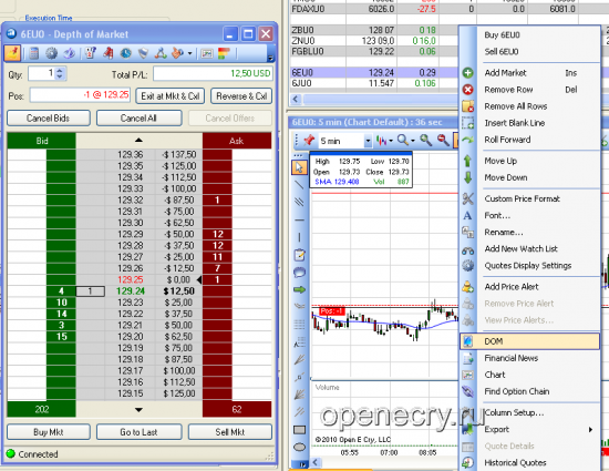 Выставление стоплосса в терминале OEC Trader