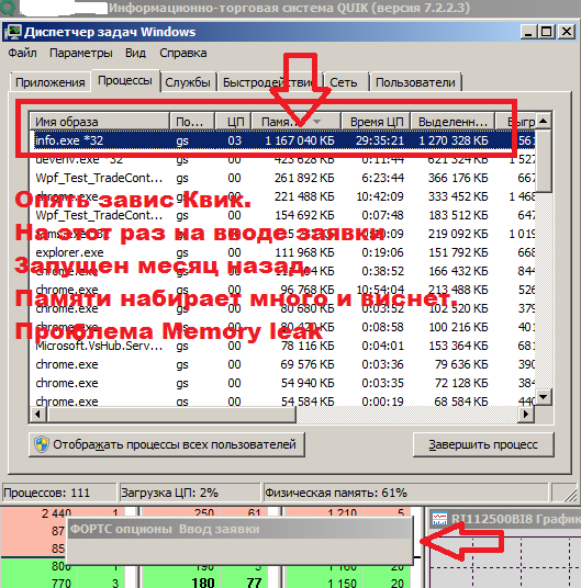 Опять  Quik повис