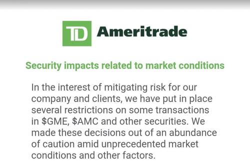 МОЛНИЯ! TD Ameritrade вводит ограничения на торговлю акциями.