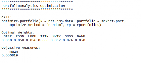 Оптимизация портфеля на R
