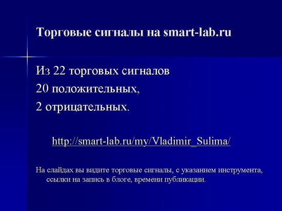 Результативность из 22 торговых сигналов 20 положительных, 2 убыточных.Давайте зарабатывать вместе!