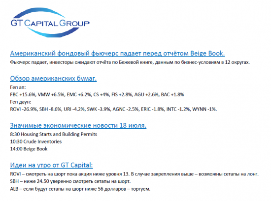 Обзор фондового рынка США на 18 июля