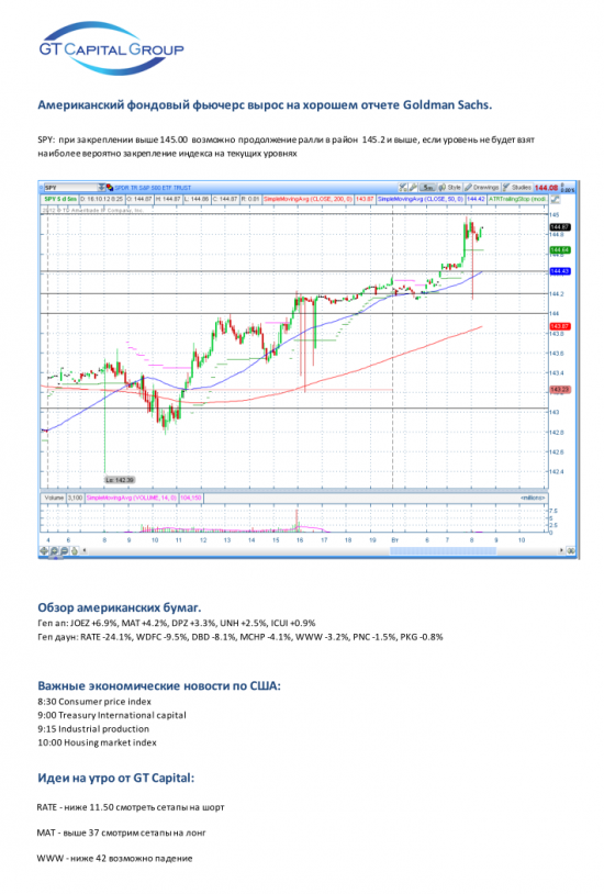 16 октября, вторник. Хороший отчет Goldman Sachs – новый повод для роста рынка?!