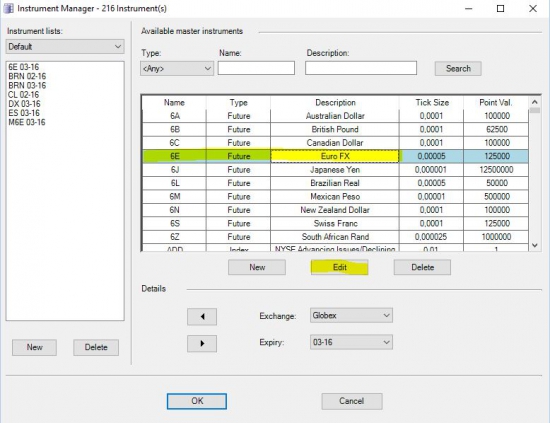 Как поменять настройки 6Е в Ninjatrader