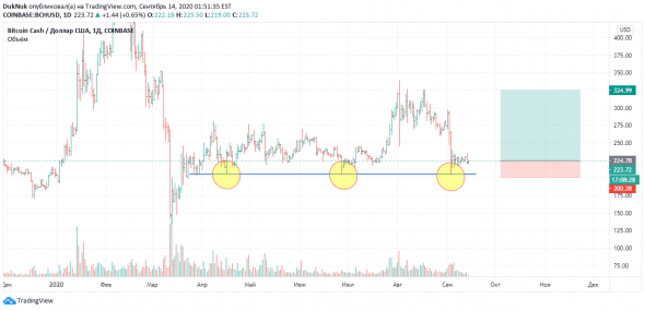 Отбой от 205-й поддержки (BCHUSD)