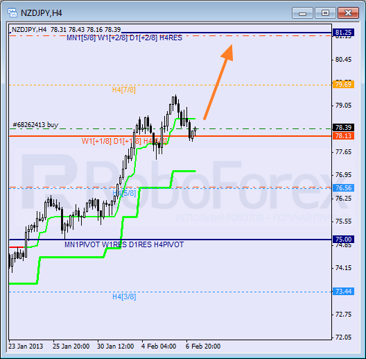 RoboForex: анализ уровней Мюррея для NZD/JPY, USD/CHF, USD/CAD на 07.02.2013