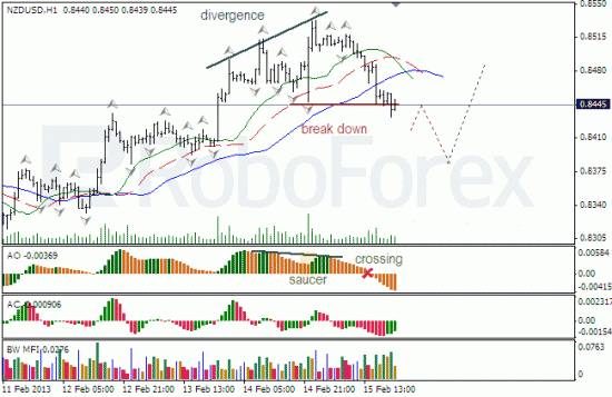 RoboForex: анализ индикаторов Б.Вильямса для NZD/USD и USD/CAD на 18.02.2013