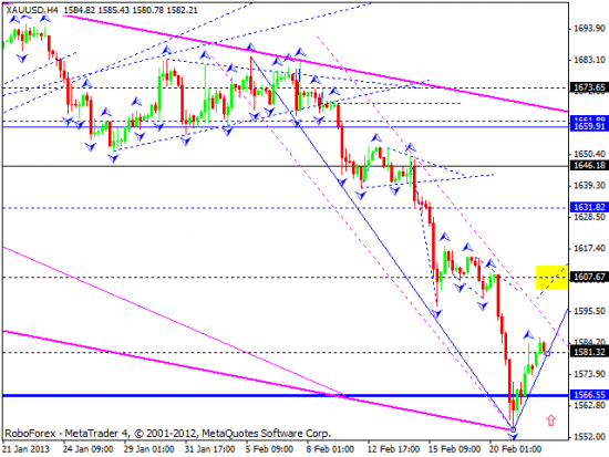 RoboForex: технический анализ и видеобзор на 22.02.2013 EUR/USD, GBP/USD, USD/JPY, USD/CHF, AUD/USD, GOLD