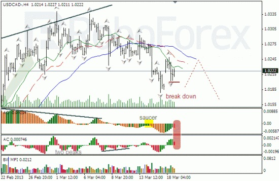 RoboForex: анализ индикаторов Б. Вильямса для USD/CAD и NZD/USD на 19.03.2013