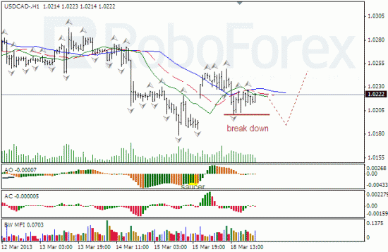 RoboForex: анализ индикаторов Б. Вильямса для USD/CAD и NZD/USD на 19.03.2013