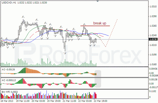 RoboForex: анализ индикаторов Б. Вильямса для USD/CAD и NZD/USD на 25.03.2013