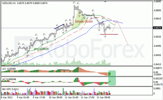 RoboForex: анализ индикаторов Б. Вильямса для USD/CAD и NZD/USD на 15.04.2013 15.04.2013