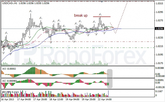 RoboForex: анализ индикаторов Б. Вильямса для USD/CAD и NZD/USD на 23.04.2013