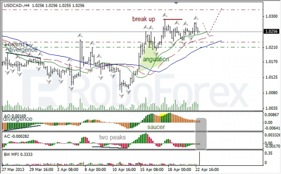 RoboForex: анализ индикаторов Б. Вильямса для USD/CAD и NZD/USD на 23.04.2013