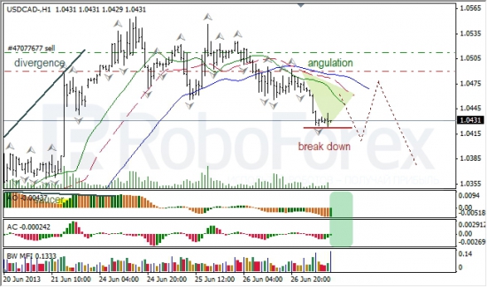 RoboForex: анализ индикаторов Б. Вильямса для USD/CAD и NZD/USD на 27.06.2013