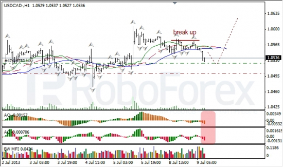 RoboForex: анализ индикаторов Б. Вильямса для USD/CAD и NZD/USD на 09.07.2013