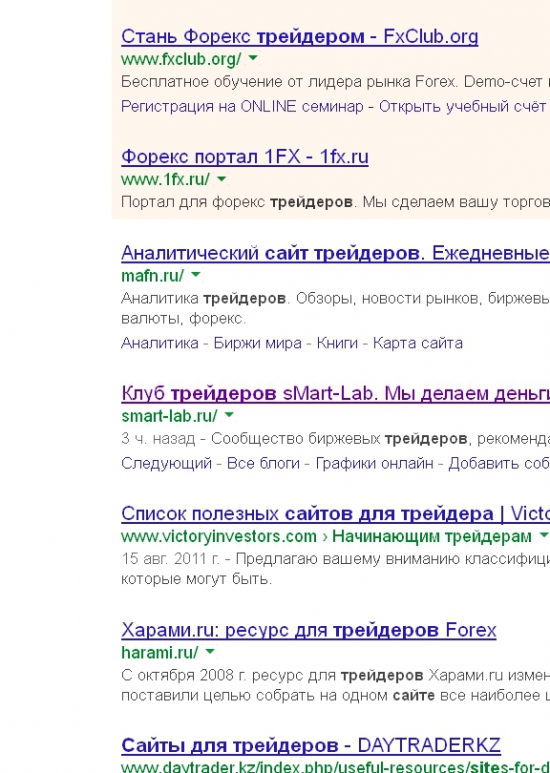 Место в поисковых запросах  по тегу "сайт для трейдеров" Смартлаб :)