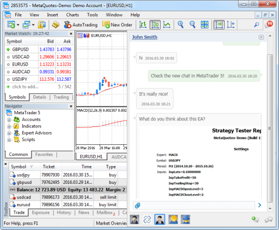 Чат в MetaTrader 5 — общение с другими трейдерами прямо в платформе