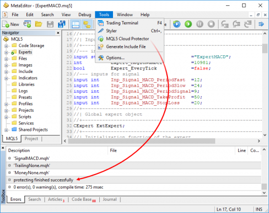 Проекты в MetaEditor и синтетические инструменты в MetaTrader 5 build 1730