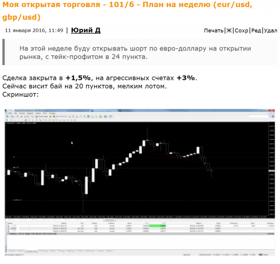 Моя открытая торговля - 102 - Хороший плюс (eur/usd, gbp/usd)