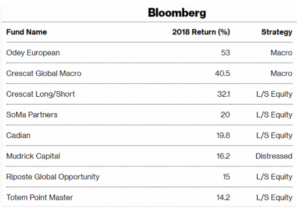 Самые прибыльные хеджфонды в  мире в 2018
