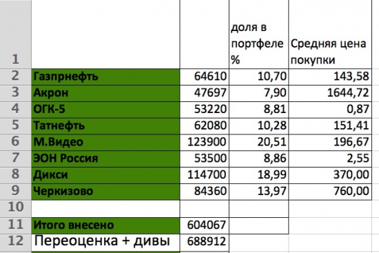 Мой портфель акций