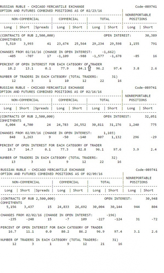 Отчет СОТ по рублю от 23.02.2016