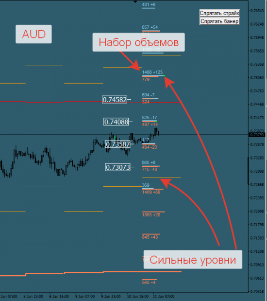 Авторский индикатор уровней спроса и предложения 11.01.2017