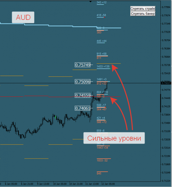 Авторский индикатор уровней спроса и предложения 12.01.2017