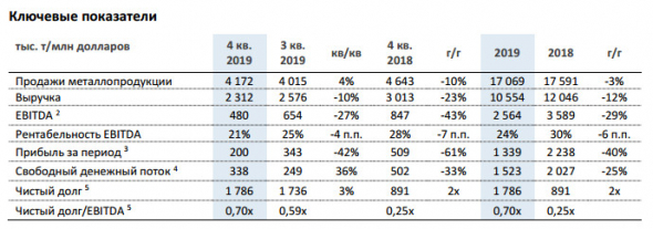 НЛМК - прибыль за 2019 г по МСФО -40%