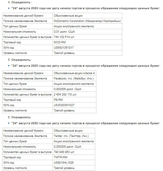 Московская биржа - 24 августа начнутся торги иностранными акциями - 19 компаний