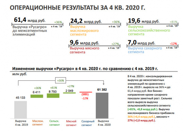 Выручка Русагро за 20 г +17%