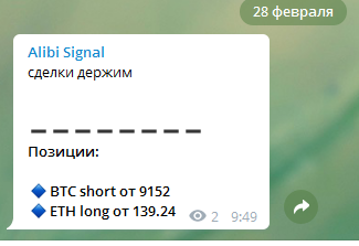 AlibiTrade - торговые сигналы криптовалют.