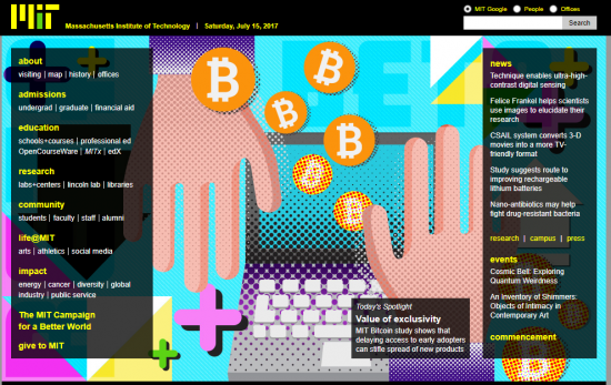 Даже на стартовой странице MIT торчит статья про криптовалюту.