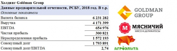 Холдинг Goldman Group (ОбъединениеАгроЭлита, ТД Мясничий) закончил 2018 год с прибылью 300 млн.р. Мнение о предварительной годовой отчетности.