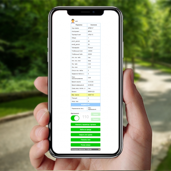 Панель дистанционного контроля торгов и роботов.