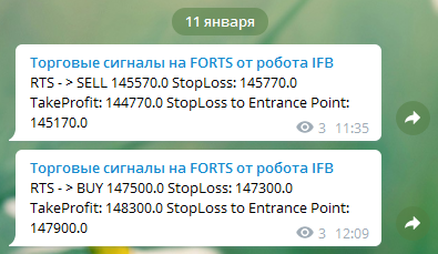 Сигналы от торгового робота IFB